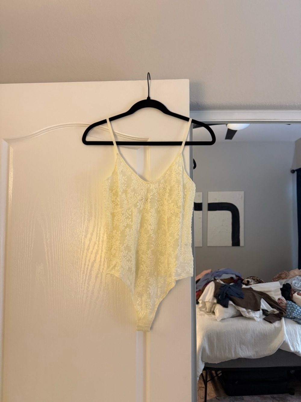 Free People Butter Yellow Lace Bodysuit